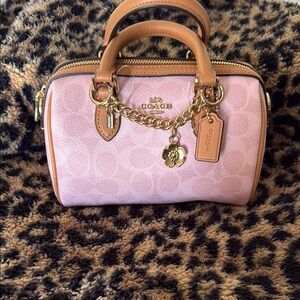 Coach Pink Signature Mini Rowan with Tan Trim